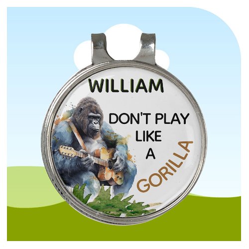 Personalized Funny Novelty Name Gorilla Golf Hat Clip