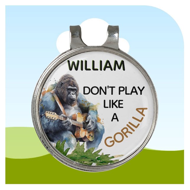 Personalized Funny Novelty Name Gorilla Golf Hat Clip (Creator Uploaded)