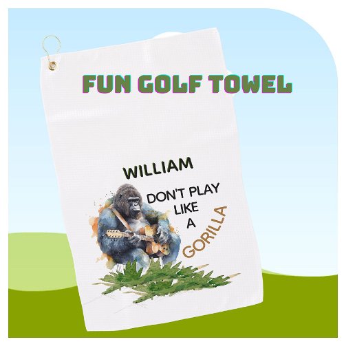 Personalized Funny Novelty Name Gorilla Golf Towel
