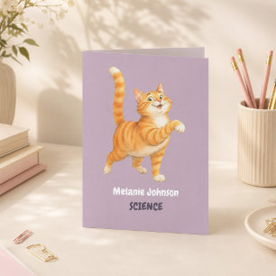 Personalized Funny Orange Cat Mauve School Pocket Folder