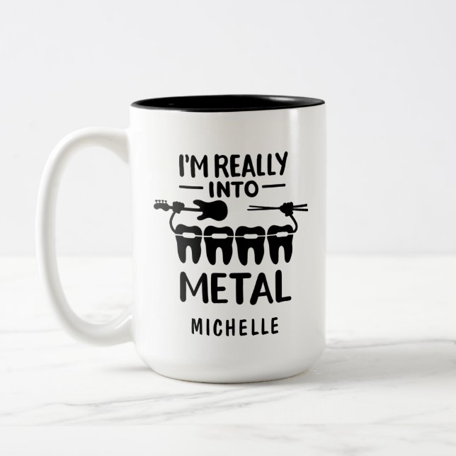 Personalized Funny Orthodontist Name Two-Tone Coffee Mug (Left)
