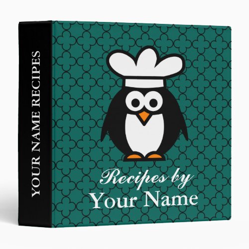 Personalized funny penguin recipe binder cookbook