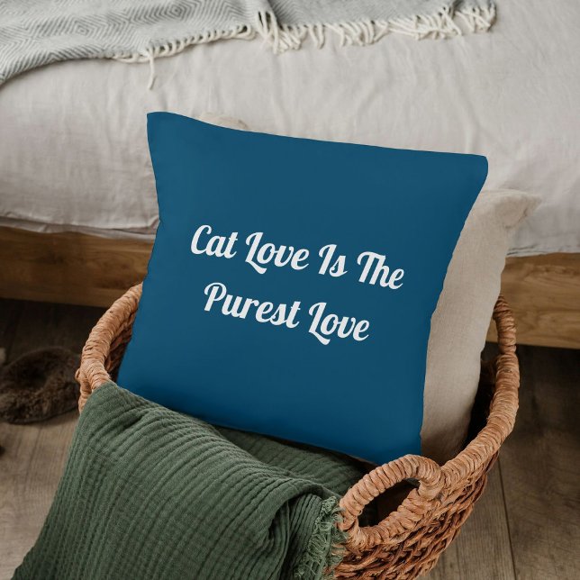 Personalized Funny Pet Cat Lover Animal Quote Blue Throw Pillow (Creator Uploaded)