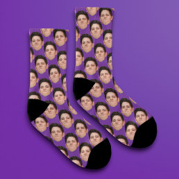 Personalized Funny Photo Face Socks - Purple