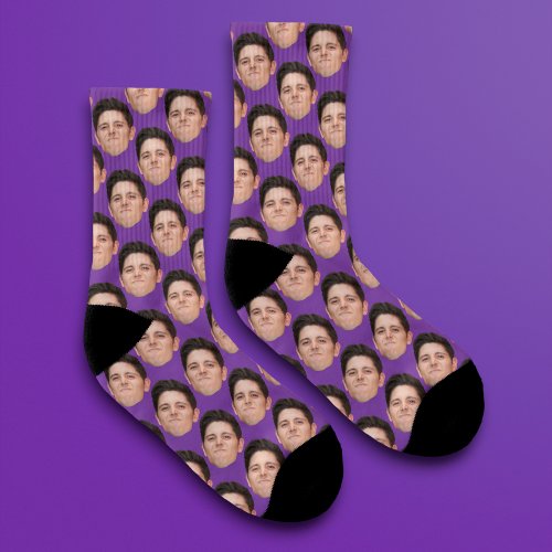 Personalized Funny Photo Face Socks _ Purple