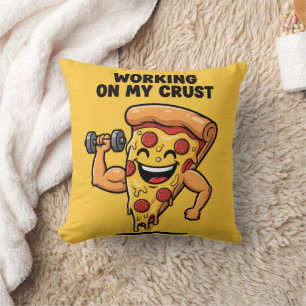 Personalized Funny Pizza Weightlifting Pun Throw Pillow
