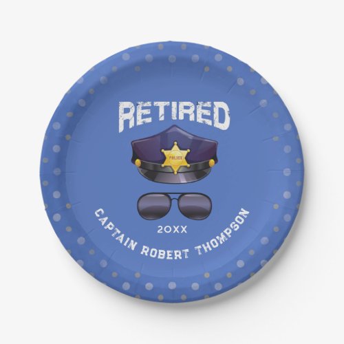 Personalized Funny Police Retirement Party Paper Plates