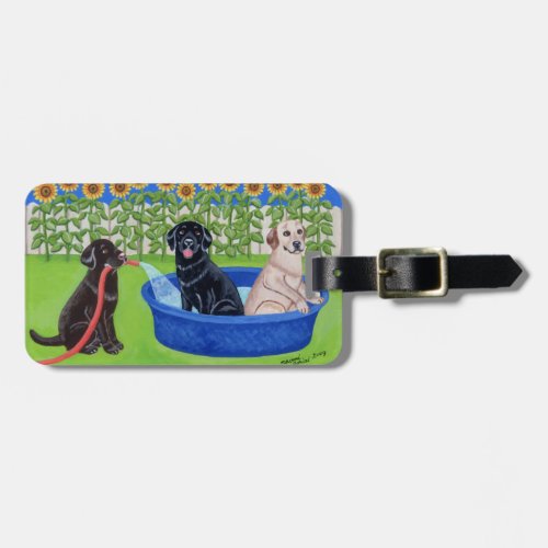 Personalized Funny Pool Party Labradors Luggage Tag