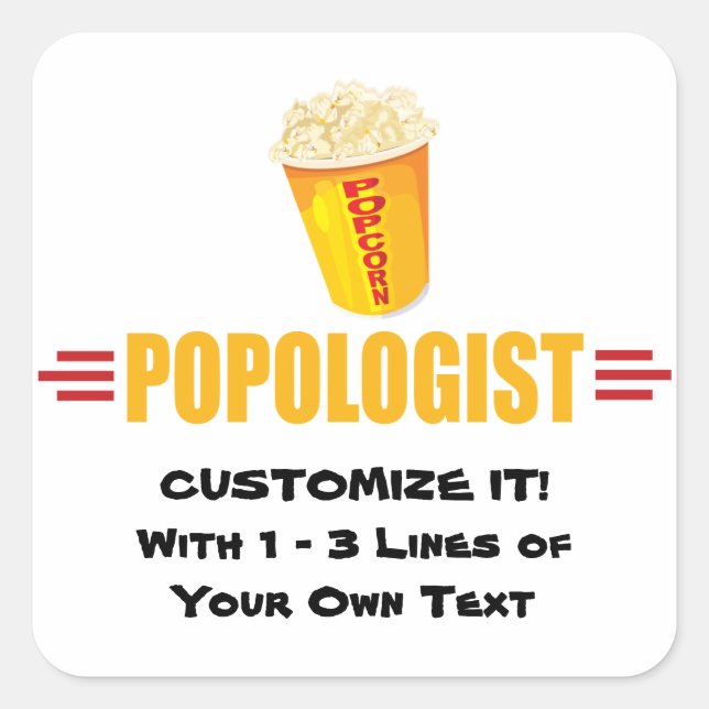 Personalized Funny Popcorn Square Sticker (Front)