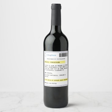 Personalized funny prescription wine label