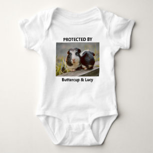 Personalized Funny Protected By Pet Photo Baby Bodysuit