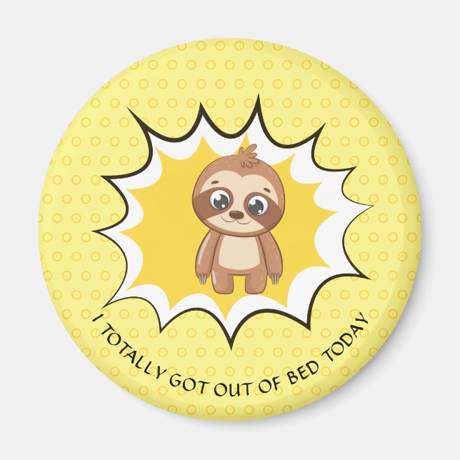 Personalized Funny Quote | Yellow Polka Dot Sloth Magnet (Front)