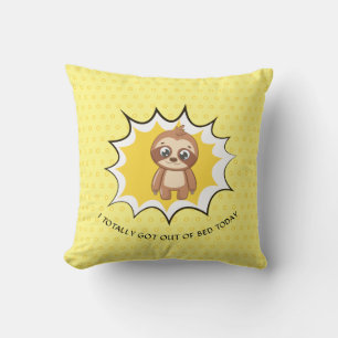 Personalized Funny Quote Yellow Polka Dot Sloth Throw Pillow