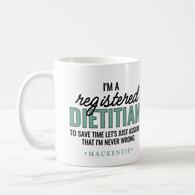 Personalized Funny RD Dietitian Gifts Coffee Mug (Left)