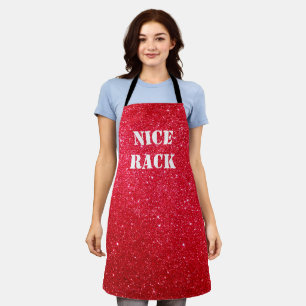 Personalized Funny Red Glitter "Nice Rack" Apron