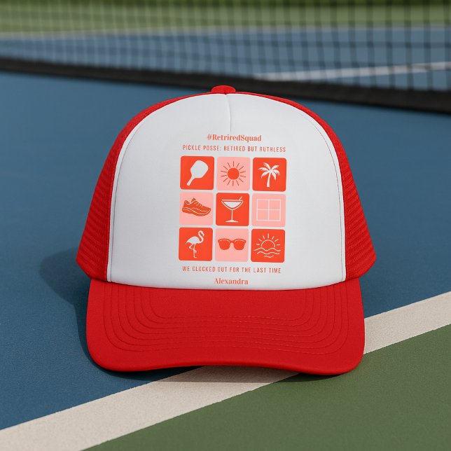 Personalized Funny Retired Squad Pickleball Trucker Hat (Creator Uploaded)