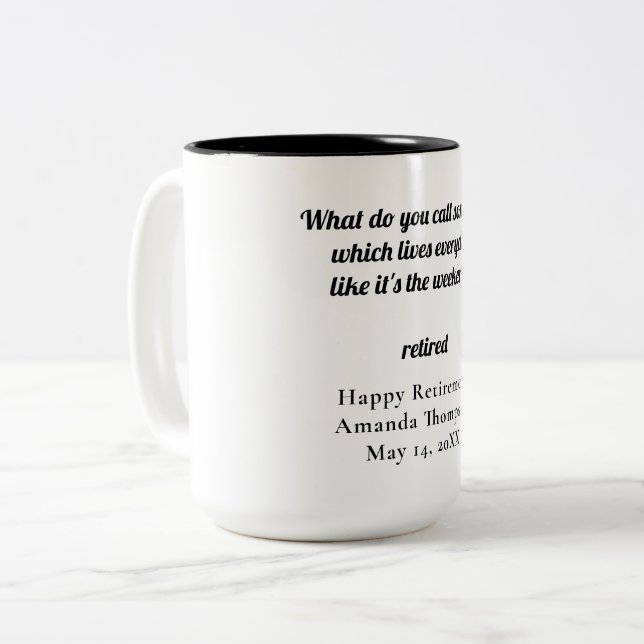 Personalized Funny Retirement Gift Two-Tone Coffee Mug (Front Left)