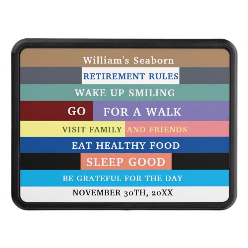 Personalized Funny Retirement Rules Humor Hitch Cover