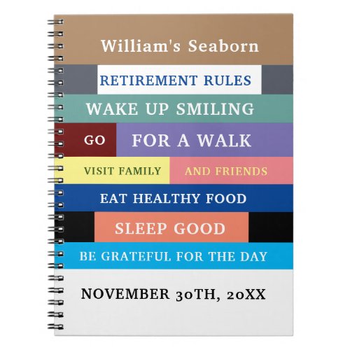Personalized Funny Retirement Rules Humor Notebook