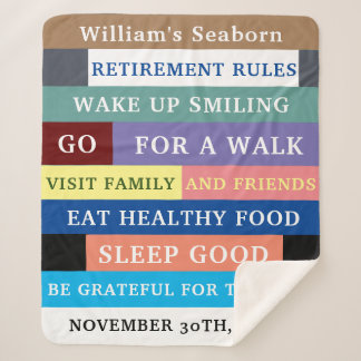Personalized Funny Retirement Rules Humor Sherpa Blanket