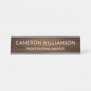 Personalized Funny Retro Wood Paneling Napper Naps Desk Name Plate