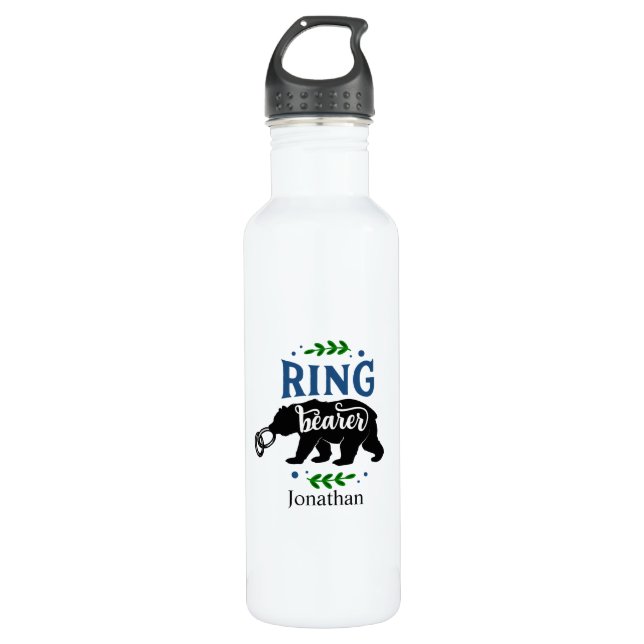 Personalized Funny Ring BEARer Stainless Steel Water Bottle (Front)