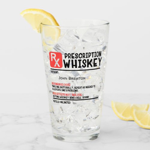 Personalized Funny RX Whiskey Prescription Glass