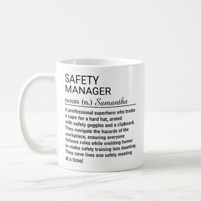 Personalized Funny Safety Manager Definition Coffee Mug (Left)