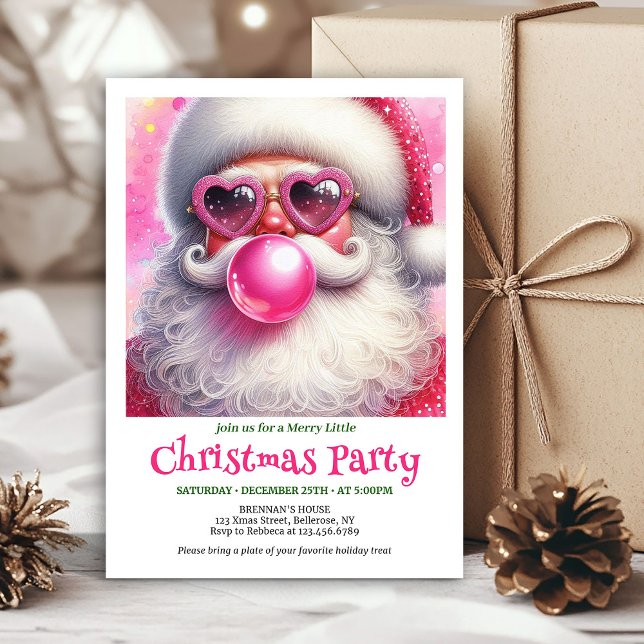Personalized Funny Santa Heart Glasses Christmas   Invitation (Personalized Funny Santa Heart Glasses Christmas Invite

)
