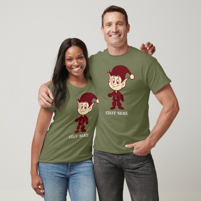 Personalized Funny Santa's Elves Christmas Staff T-Shirt (Unisex)