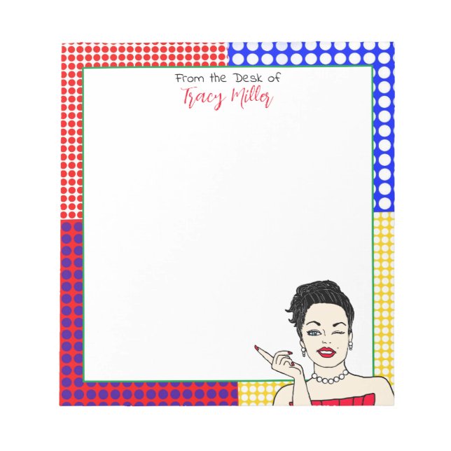Personalized Funny Sarcastic Retro Lady   Notepad (Front)