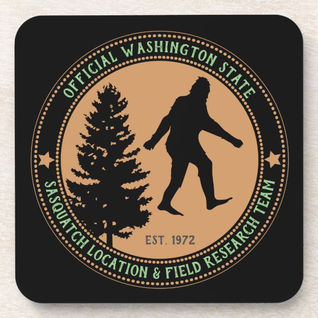 Personalized Funny Sasquatch Location and Research Beverage Coaster (Front)