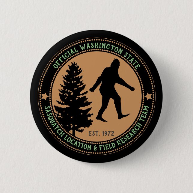 Personalized Funny Sasquatch Location and Research Button (Front)