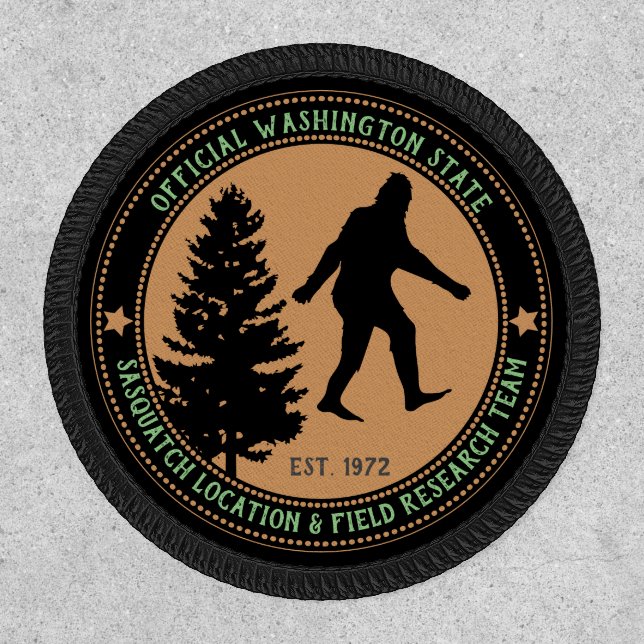 Personalized Funny Sasquatch Location and Research Patch (Front)