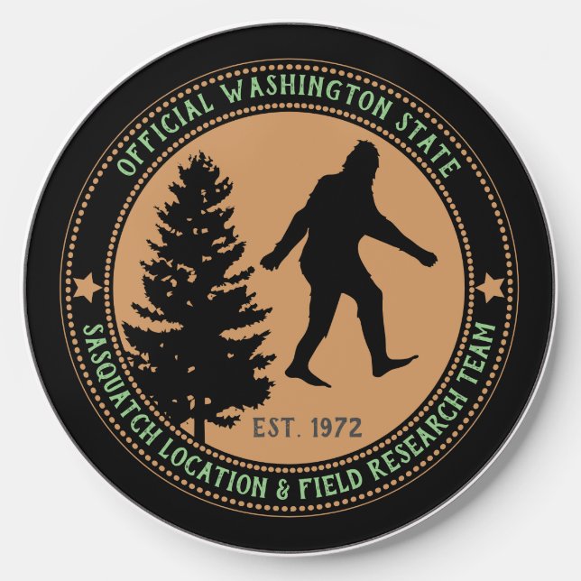 Personalized Funny Sasquatch Location and Research Wireless Charger (Front)