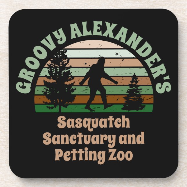 Personalized Funny Sasquatch Sanctuary Beverage Coaster (Front)