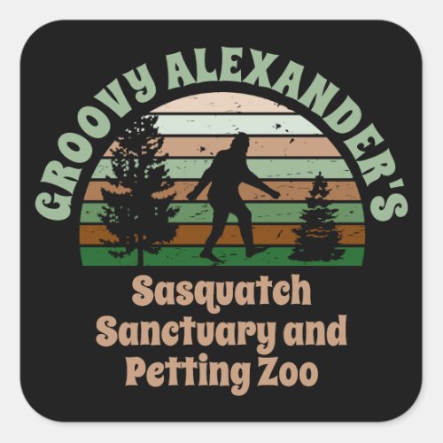 Personalized Funny Sasquatch Sanctuary Square Stic Square Sticker