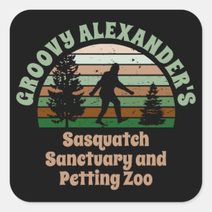 Personalized Funny Sasquatch Sanctuary Square Stic Sticker