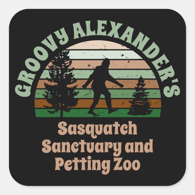 Personalized Funny Sasquatch Sanctuary Square Stic Sticker (Front)