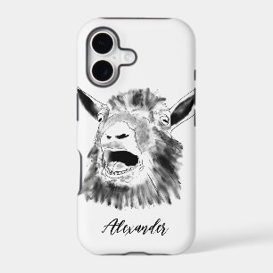 Personalized Funny Screaming Goat Black and White iPhone 17 Case