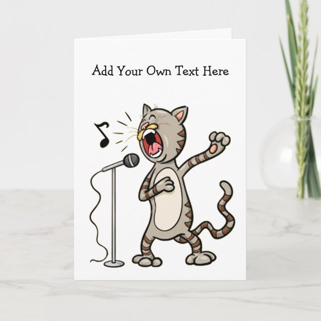 Personalized Funny Singing Cat Greeting Cards (Front)
