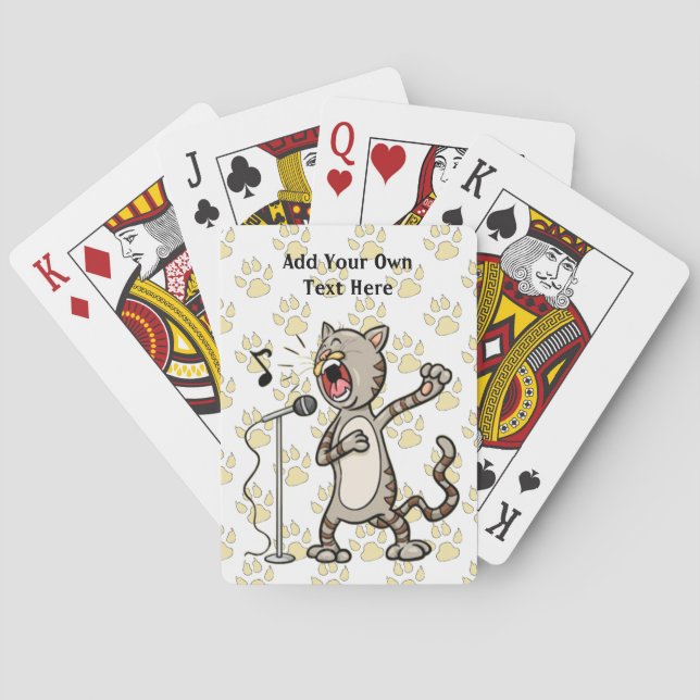 Personalized Funny Singing Cat Playing Cards (Back)