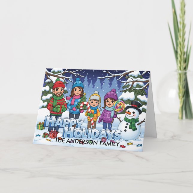 Personalized Funny Snow Scene Holiday Greeting Card (Front)
