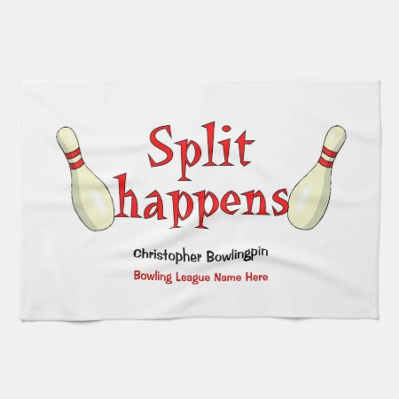 Personalized Funny Split Happens Bowling Towel