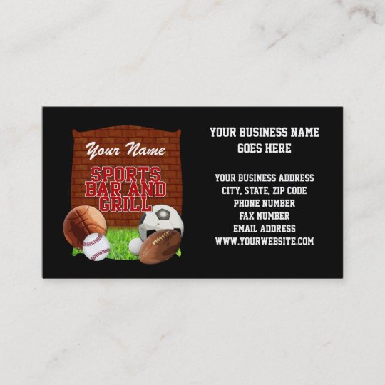 Personalized Funny Sports Bar and Grill Business Card