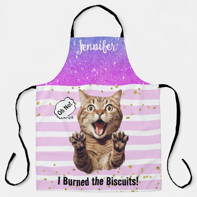 Personalized Funny Tabby Cat Apron (Front)