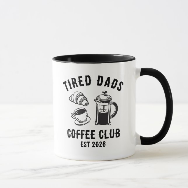 Personalized Funny Tired Dads Coffee Club EST 2026 Mug (Right)