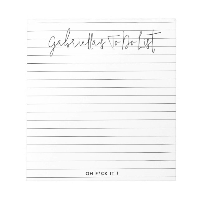 Personalized Funny To Do List Lined  Notepad (Front)
