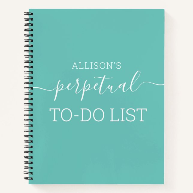 Personalized Funny To-Do List Teal Notebook (Front)