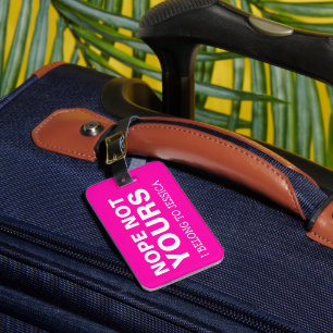 Personalized Funny Travel Bright Pink Luggage Tag
